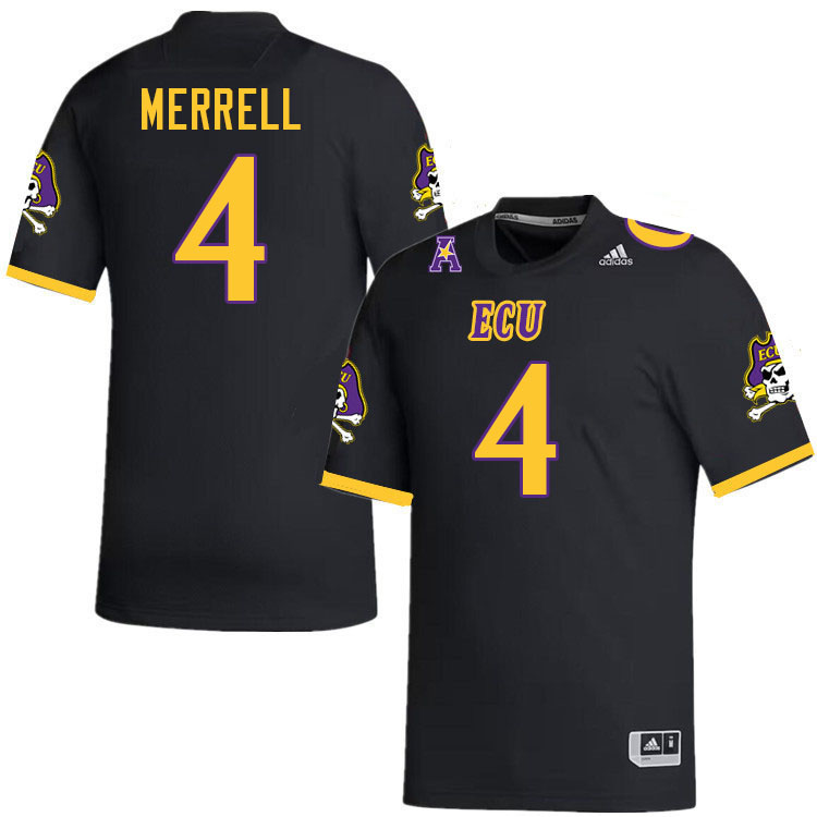 #4 Kevon Merrell East Carolina Pirates College Football Jersey Stitched-Black